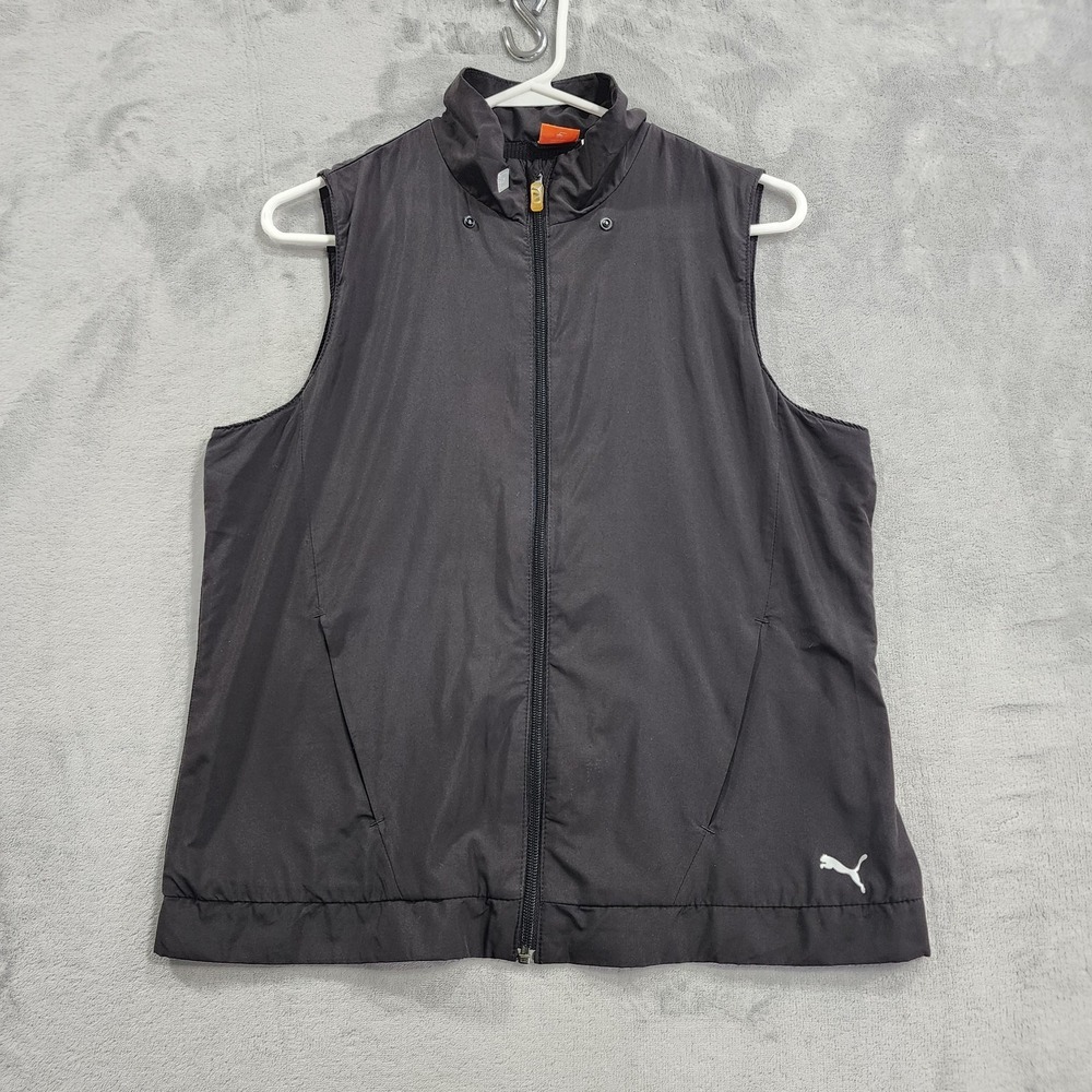 Puma Jacket Womens L Black DryCELL Hooded Convertible Vest Full Zip Running - Picture 10 of 16